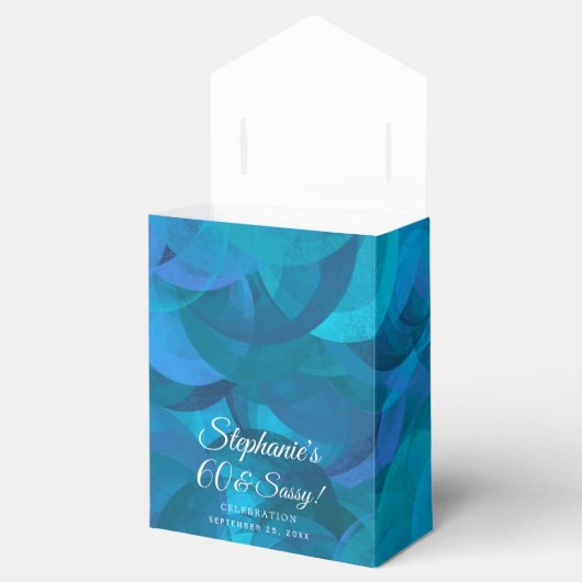 Elegant Ocean Blue 60 en Sassy Birthday Party Bedankdoosjes (Geopend)