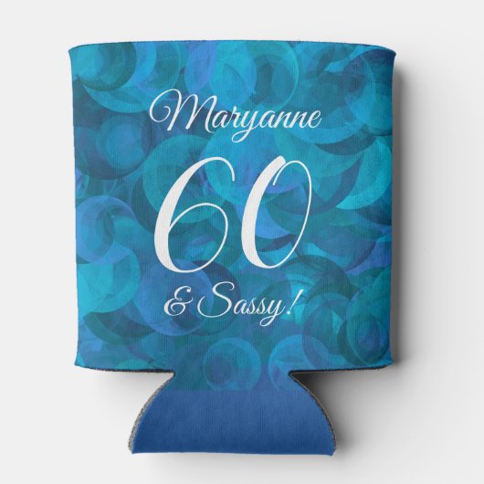 Elegant Ocean Blue 60 en Sassy Birthday Party Blikjeskoeler (Achterkant)