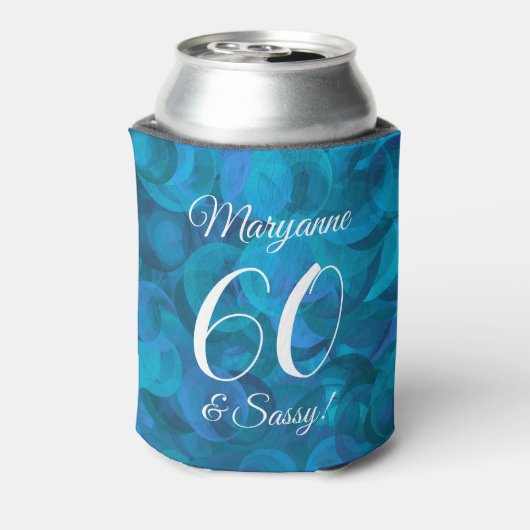 Elegant Ocean Blue 60 en Sassy Birthday Party Blikjeskoeler (Blikje Achterkant)