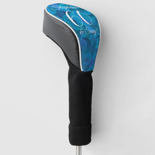 Elegant Ocean Blue 60 en Sassy Birthday Party Golfheadcover (Schuin)