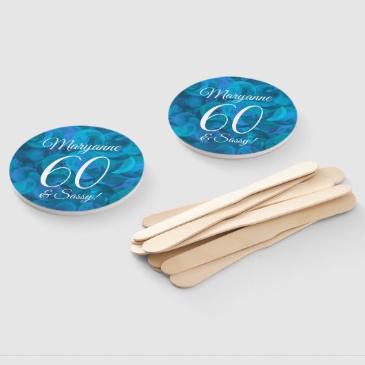 Elegant Ocean Blue 60 en Sassy Birthday Party Handwaaier (Niet-gemonteerd)