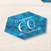 Elegant Ocean Blue 60 en Sensational Birthday Kartonnen Onderzetters (Schuin)