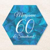 Elegant Ocean Blue 60 en Sensational Birthday Kartonnen Onderzetters (Voorkant)