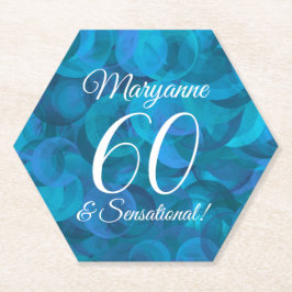 Elegant Ocean Blue 60 en Sensational Birthday Kartonnen Onderzetters
