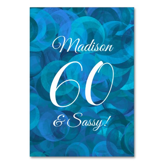Elegant Ocean Blue 60 & Sassy Birthday Party Kaart (Achterkant)