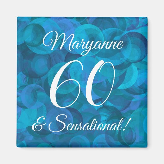 Elegant Ocean Blue 60 & Sensational Birthday Party Magneet (Voorkant)