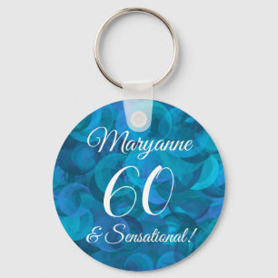 Elegant Ocean Blue 60 & Sensational Birthday Party Sleutelhanger