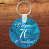 Elegant Ocean Blue 70 & Sensational Birthday Party Sleutelhanger (Voorkant)