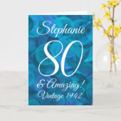 Elegant Ocean Blue 80 en Amazing Birthday Kaart (Gele Bloem)