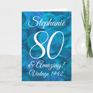 Elegant Ocean Blue 80 en Amazing Birthday Kaart