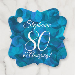 Elegant Ocean Blue 80 en Amazing Birthday Party Bedankjes Labels