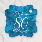 Elegant Ocean Blue 80 en Amazing Birthday Party Bedankjes Labels (Achterkant)