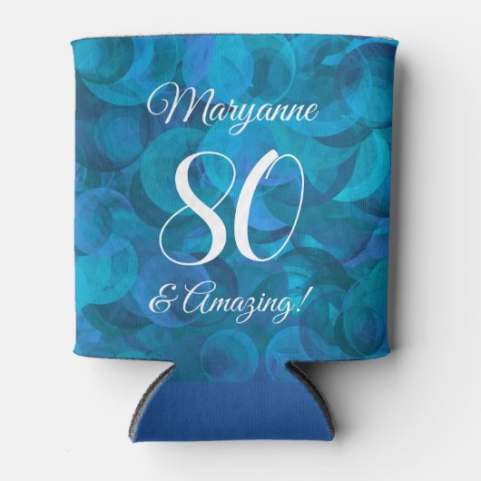 Elegant Ocean Blue 80 en Amazing Birthday Party Blikjeskoeler (Voorkant)