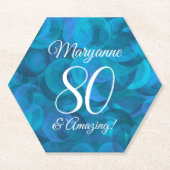 Elegant Ocean Blue 80 en Amazing Birthday Party Kartonnen Onderzetters (Voorkant)