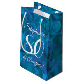 Elegant Ocean Blue 80 en Amazing Birthday Party Klein Cadeauzakje (Achterkant Gekanteld)