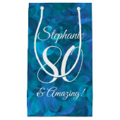 Elegant Ocean Blue 80 en Amazing Birthday Party Klein Cadeauzakje (Voorkant)