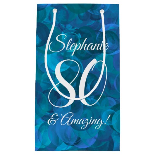 Elegant Ocean Blue 80 en Amazing Birthday Party Klein Cadeauzakje (Voorkant)