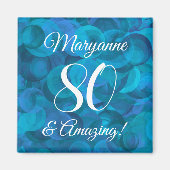 Elegant Ocean Blue 80 en Amazing Birthday Party Magneet (Voorkant)