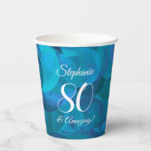 Elegant Ocean Blue 80 en Amazing Birthday Party Papieren Bekers (Achterkant)