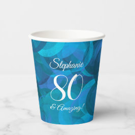 Elegant Ocean Blue 80 en Amazing Birthday Party Papieren Bekers