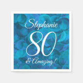 Elegant Ocean Blue 80 en Amazing Birthday Party Servet (Voorkant)