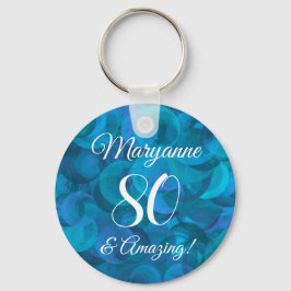 Elegant Ocean Blue 80 en Amazing Birthday Party Sleutelhanger