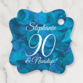 Elegant Ocean Blue 90 en Amazing Birthday Party Bedankjes Labels