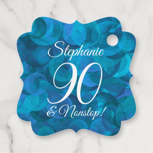 Elegant Ocean Blue 90 en Amazing Birthday Party Bedankjes Labels