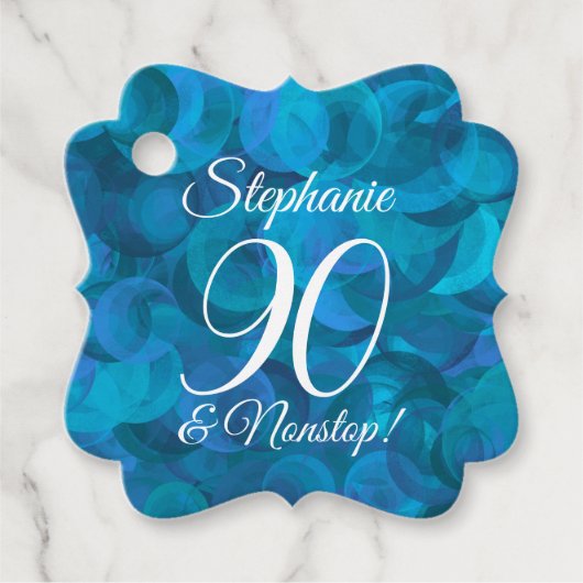 Elegant Ocean Blue 90 en Amazing Birthday Party Bedankjes Labels