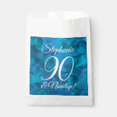 Elegant Ocean Blue 90 en Nonstop Birthday Party Bedankzakje (Voorkant)