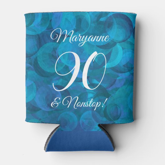 Elegant Ocean Blue 90 en Nonstop Birthday Party Blikjeskoeler (Voorkant)