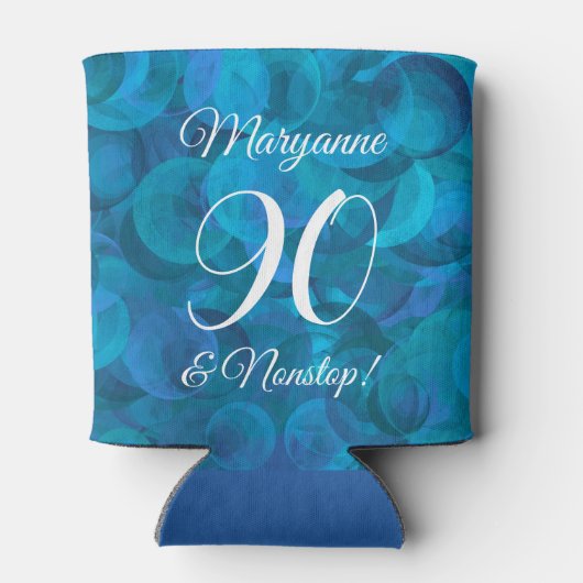 Elegant Ocean Blue 90 en Nonstop Birthday Party Blikjeskoeler (Achterkant)