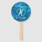 Elegant Ocean Blue 90 en Nonstop Birthday Party Handwaaier (Voorkant)