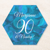 Elegant Ocean Blue 90 en Nonstop Birthday Party Kartonnen Onderzetters (Voorkant)