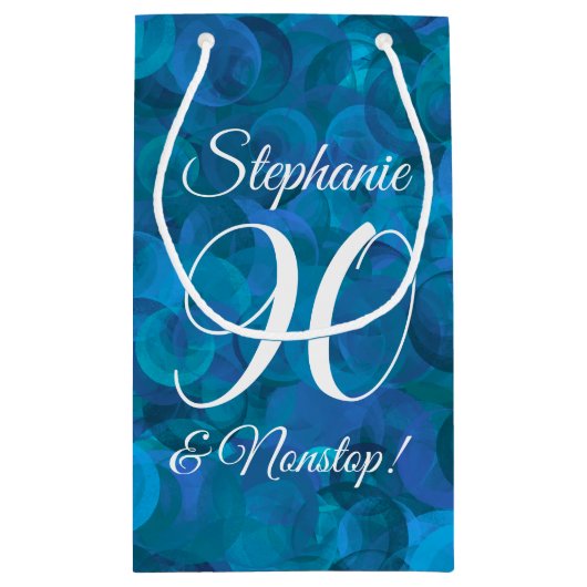 Elegant Ocean Blue 90 en Nonstop Birthday Party Klein Cadeauzakje (Achterkant)