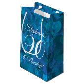 Elegant Ocean Blue 90 en Nonstop Birthday Party Klein Cadeauzakje (Achterkant Gekanteld)