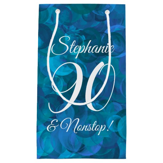 Elegant Ocean Blue 90 en Nonstop Birthday Party Klein Cadeauzakje (Voorkant)