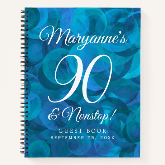 Elegant Ocean Blue 90 en Nonstop Birthday Party Notitieboek (Voorkant)
