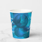 Elegant Ocean Blue 90 en Nonstop Birthday Party Papieren Bekers (Links)