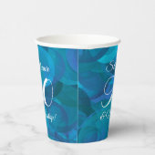 Elegant Ocean Blue 90 en Nonstop Birthday Party Papieren Bekers (Rechts)