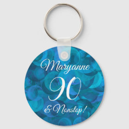 Elegant Ocean Blue 90 en Nonstop Birthday Party Sleutelhanger