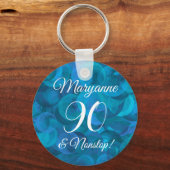 Elegant Ocean Blue 90 en Nonstop Birthday Party Sleutelhanger (Voorkant)