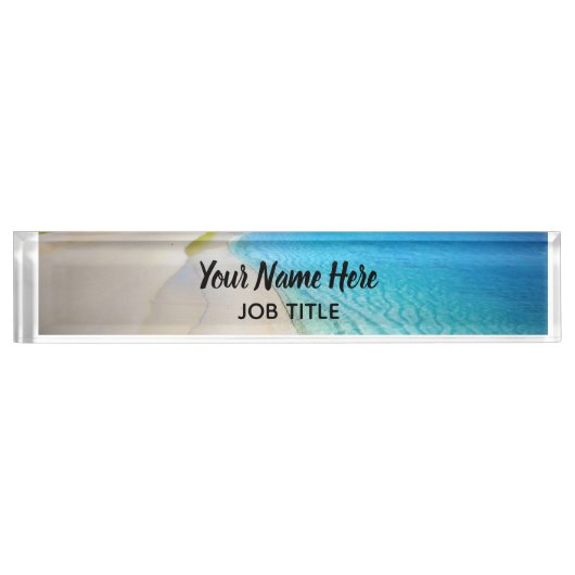 Elegant Ocean Blue Beach Signature Desk Name Bord Naambordje (Voorkant)