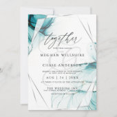 Elegant Ocean Blue Blauwgroen Waterverf Invitation Kaart (Voorkant)
