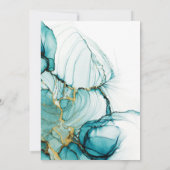 Elegant Ocean Blue Blauwgroen Waterverf Invitation Kaart (Achterkant)