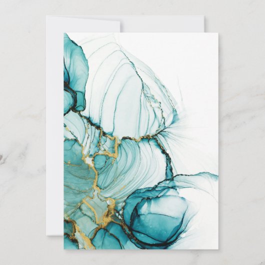 Elegant Ocean Blue Blauwgroen Waterverf Invitation Kaart (Achterkant)