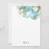 Elegant Ocean Blue Gouden folie Monogram Bruiloft Kaart (Achterkant)