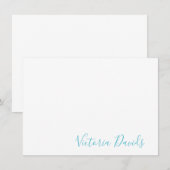 Elegant Ocean Blue Personalized Signature Script Notitiekaartje (Voorkant / Achterkant)