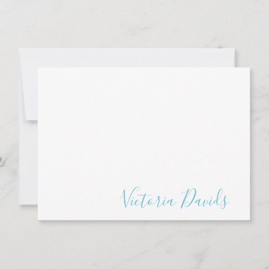 Elegant Ocean Blue Personalized Signature Script Notitiekaartje (Voorkant)