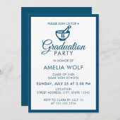 Elegant Ocean Blue Pharmacist Graduation Party Kaart (Voorkant / Achterkant)